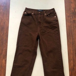 Brown Straight Cut Denim Jeans, L
